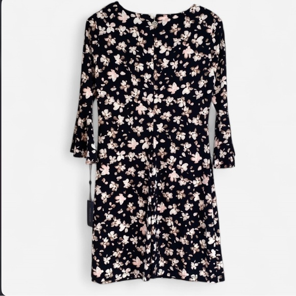 Tommy Hilfiger Women’s Floral Bell Sleeve Knee Length Dress Black and Pink 6 - Picture 2 of 6